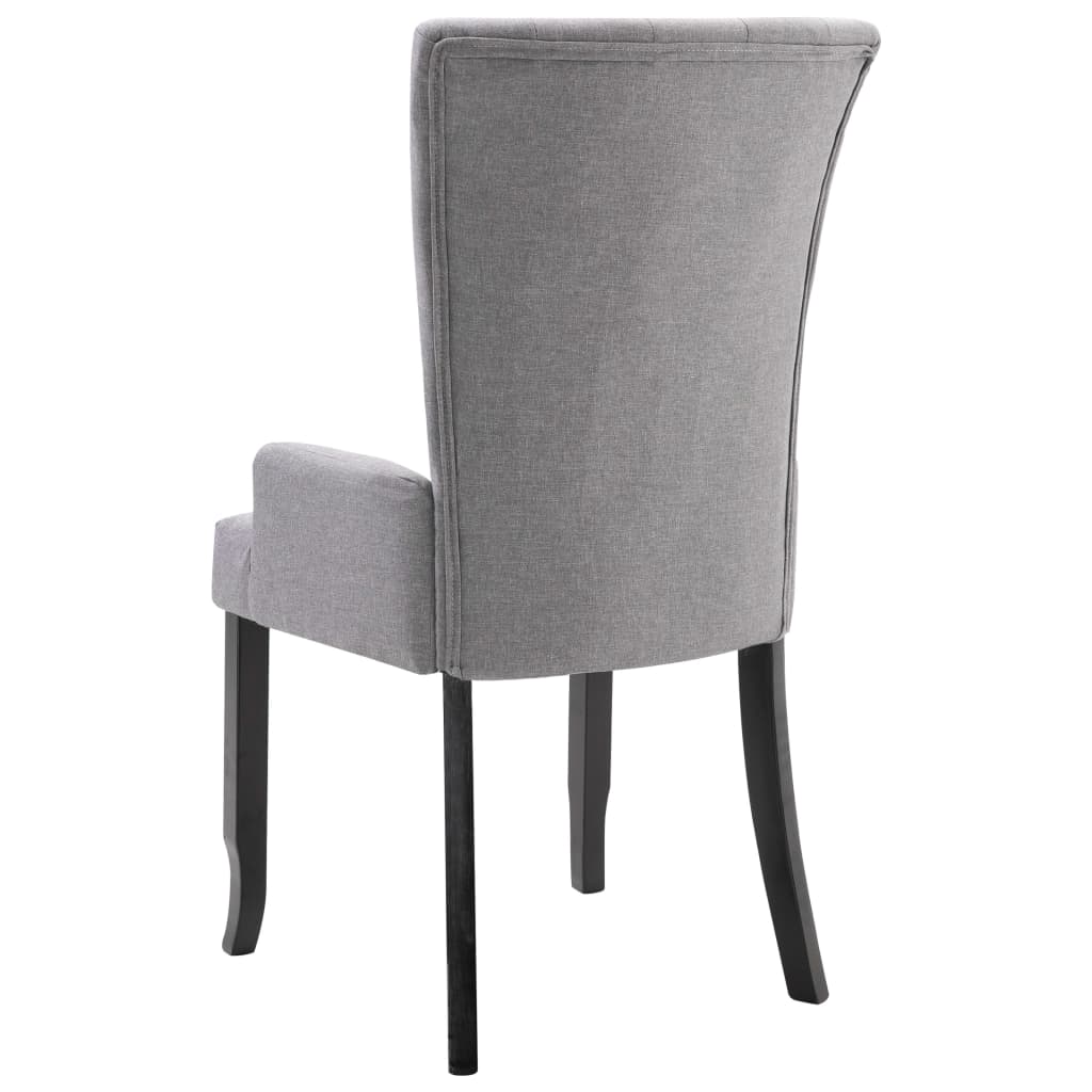 Dining Chair with Armrests Light Gray Fabric