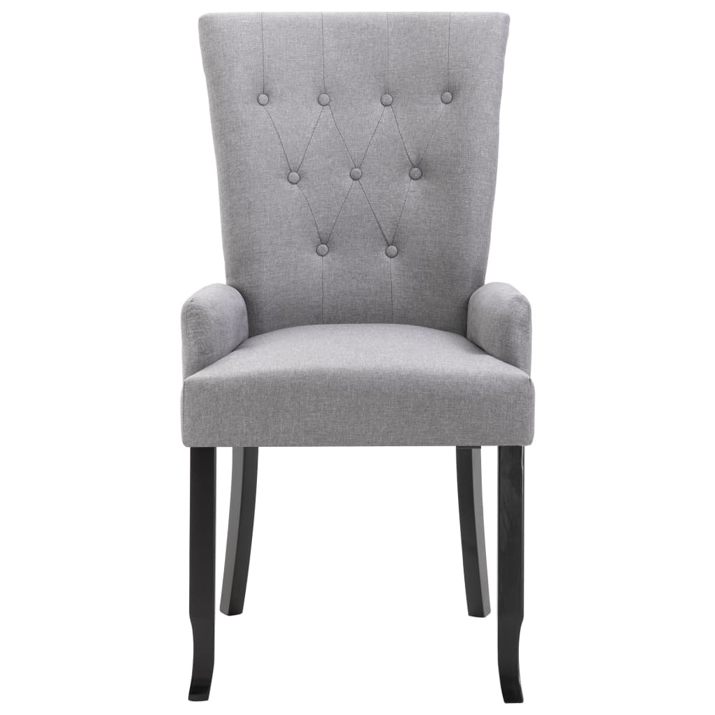 Dining Chair with Armrests Light Gray Fabric