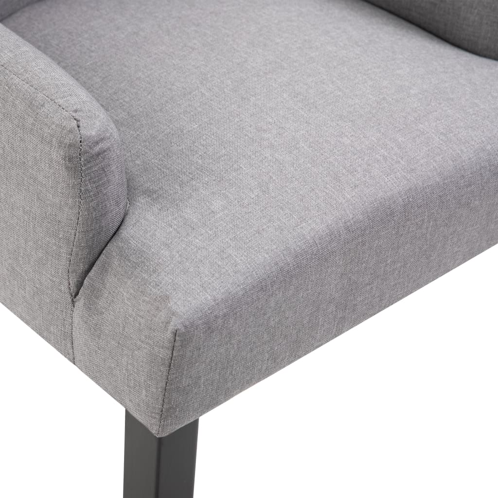 Dining Chair with Armrests Light Gray Fabric