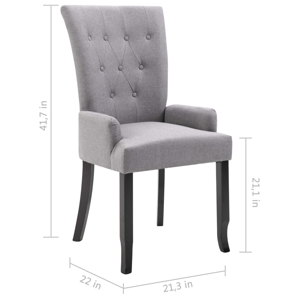 Dining Chair with Armrests Light Gray Fabric