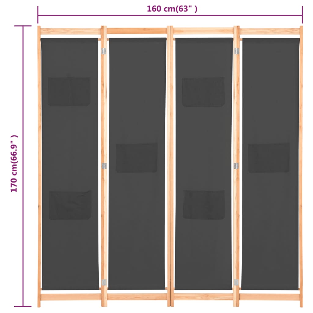 4-panel-room-divider-gray-62-9-x66-9-x1-6-fabric At Willow and Wine USA!