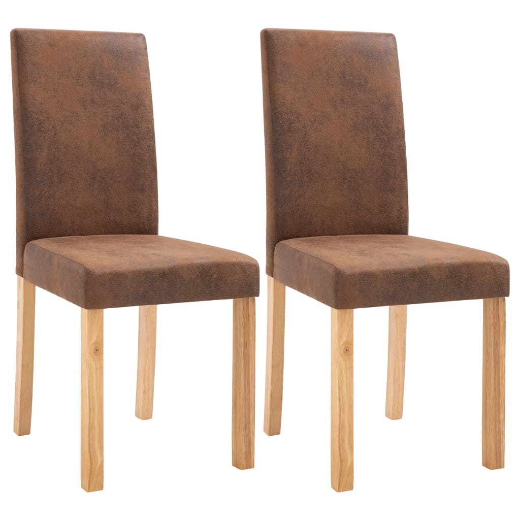 Dining Chairs 2 pcs Brown Faux Suede Leather