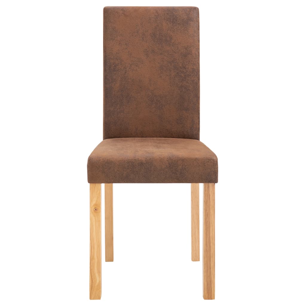 Dining Chairs 2 pcs Brown Faux Suede Leather