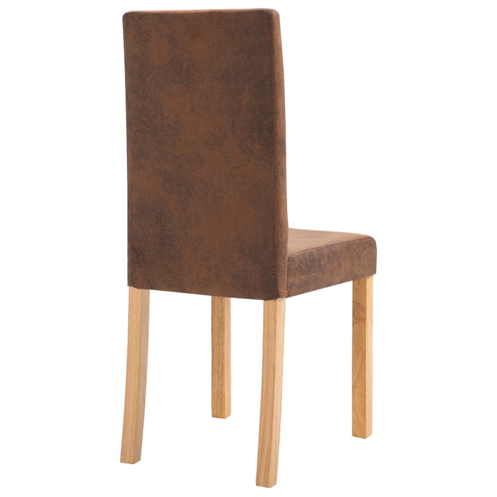 Dining Chairs 2 pcs Brown Faux Suede Leather