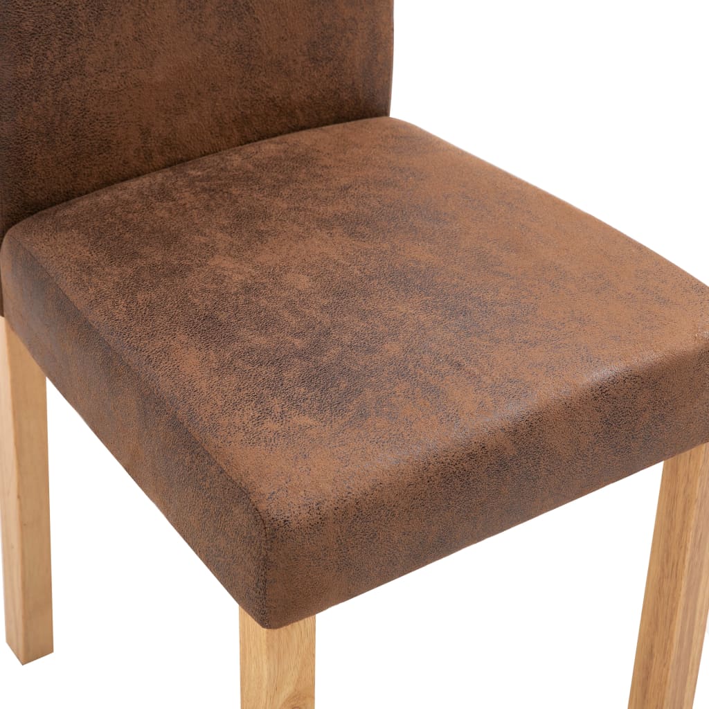 Dining Chairs 2 pcs Brown Faux Suede Leather