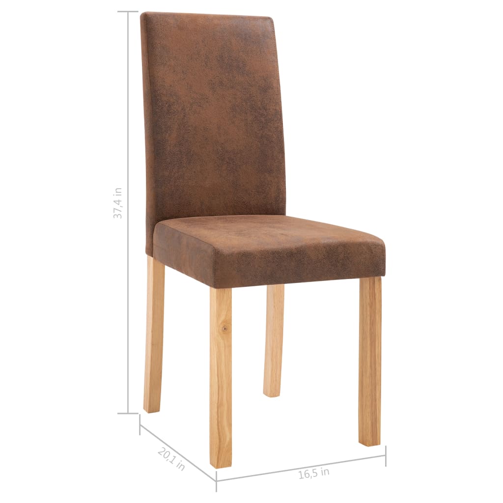 Dining Chairs 2 pcs Brown Faux Suede Leather