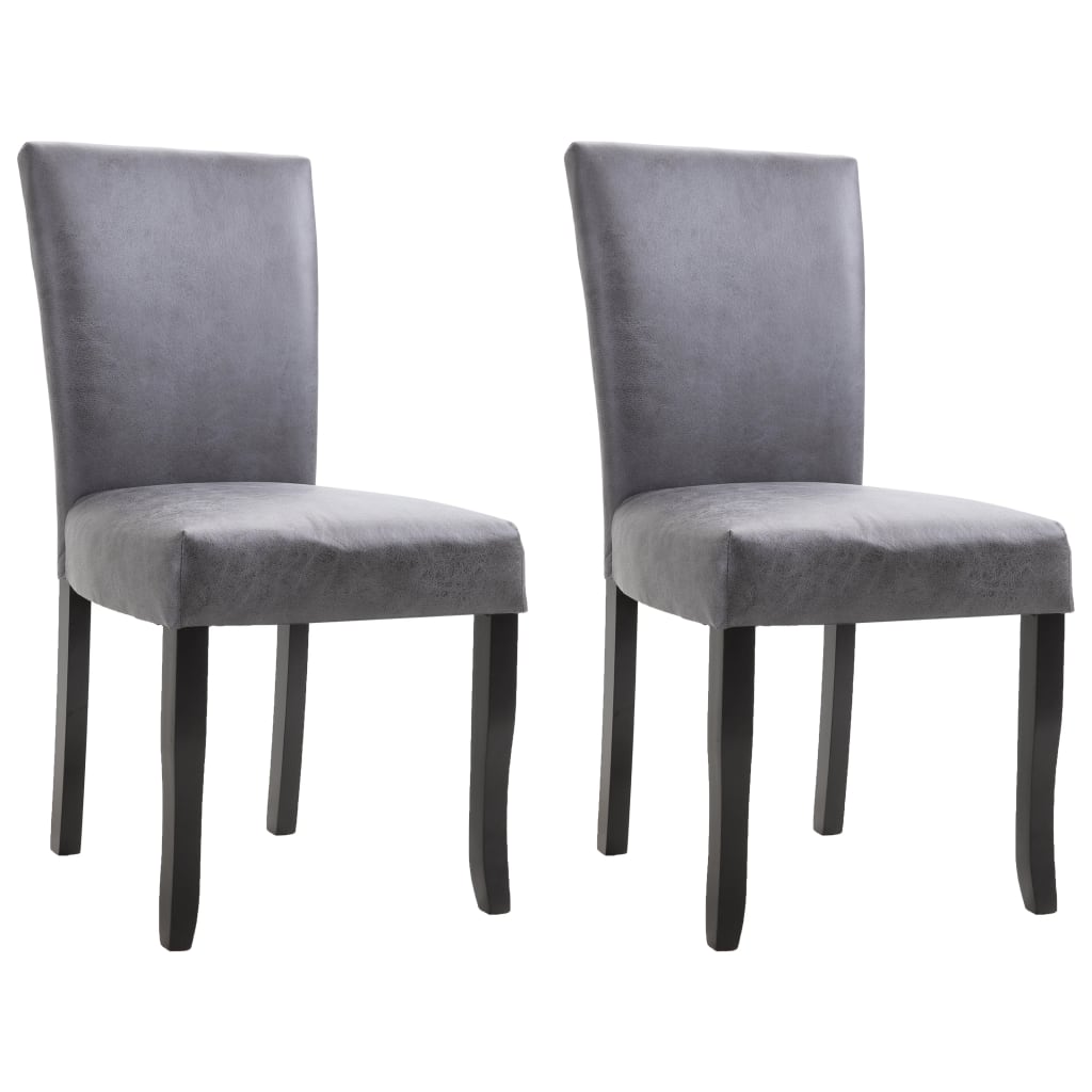 Dining Chairs 2 pcs Gray Faux Suede Leather