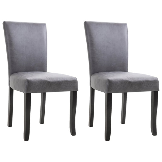 Dining Chairs 2 pcs Gray Faux Suede Leather