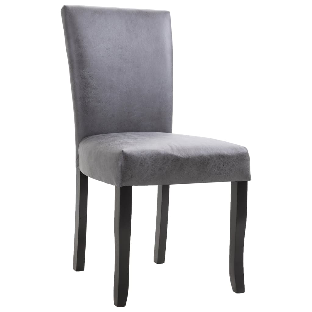 Dining Chairs 2 pcs Gray Faux Suede Leather