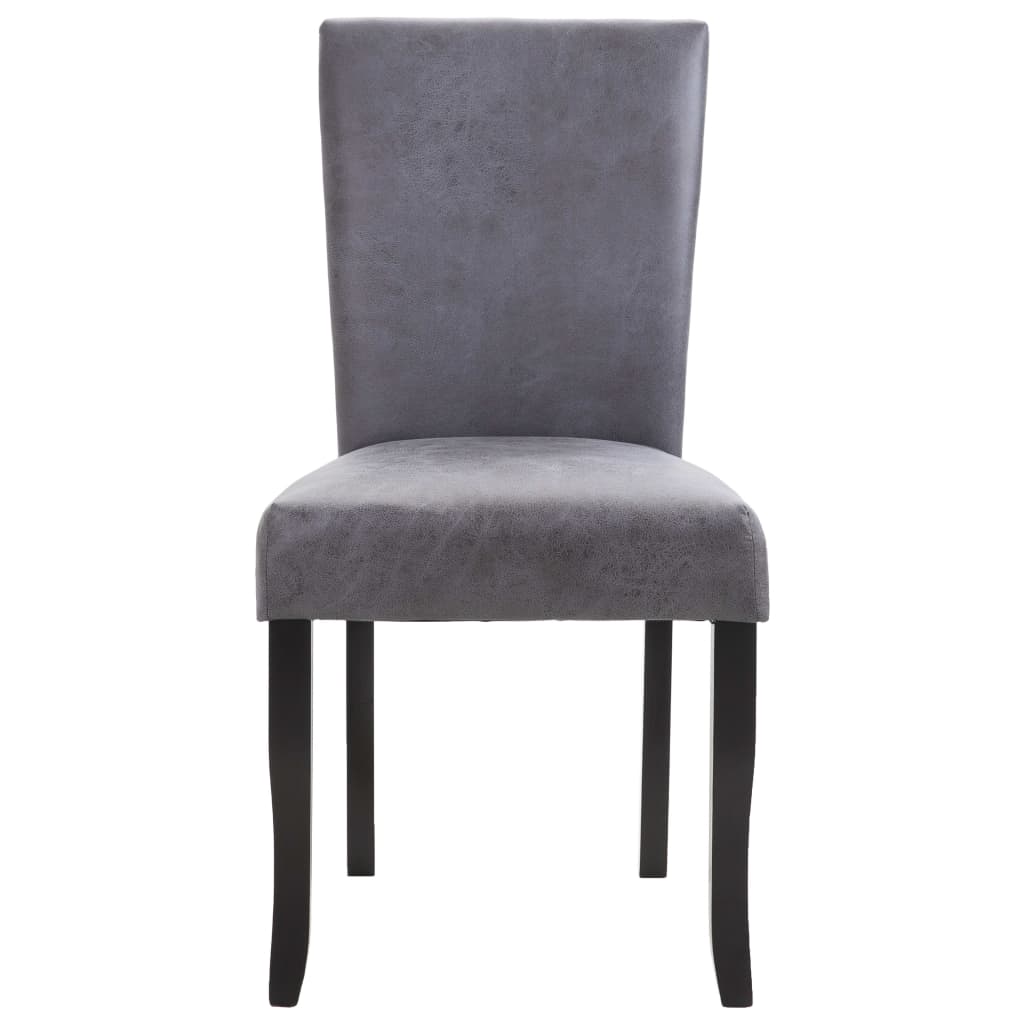 Dining Chairs 2 pcs Gray Faux Suede Leather