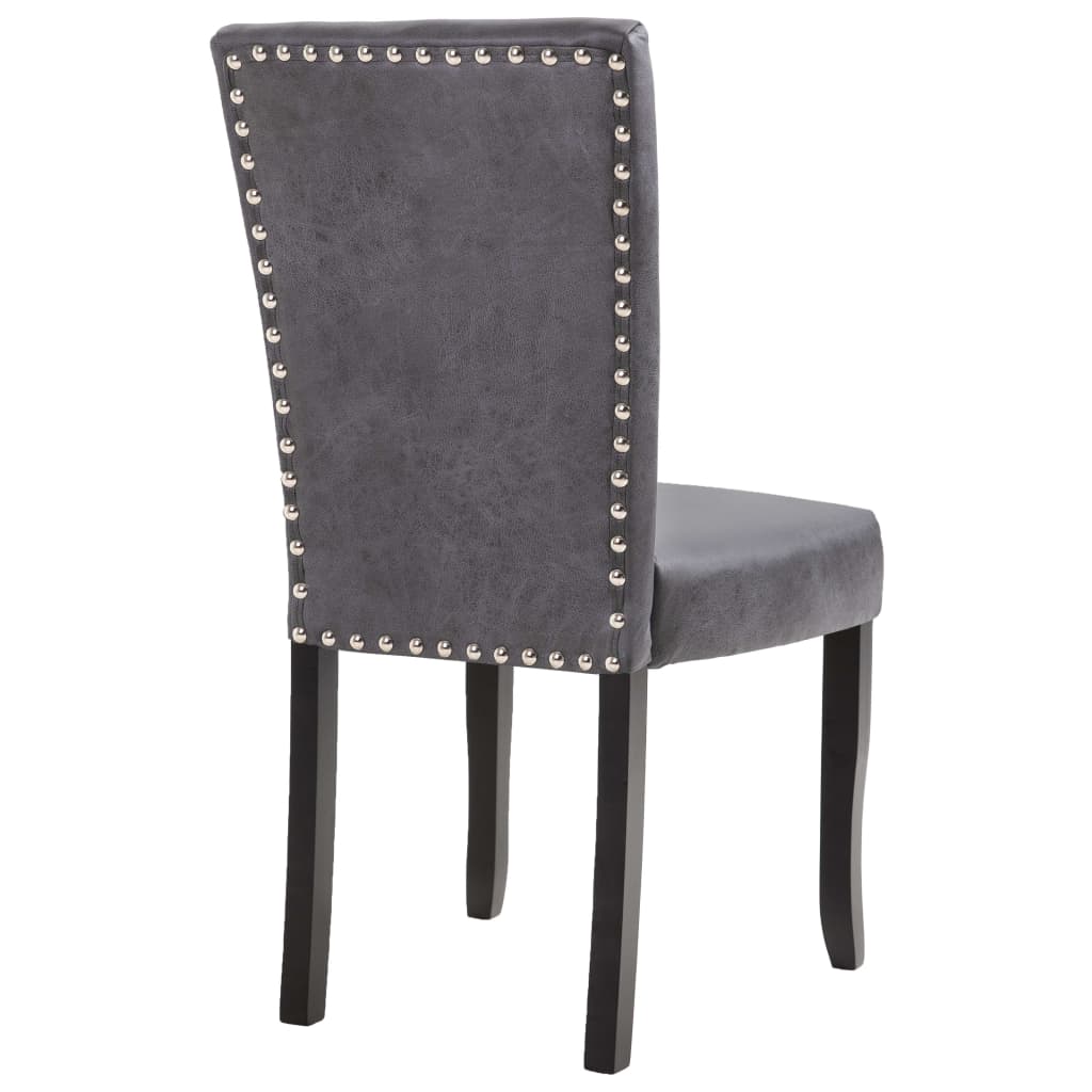 Dining Chairs 2 pcs Gray Faux Suede Leather