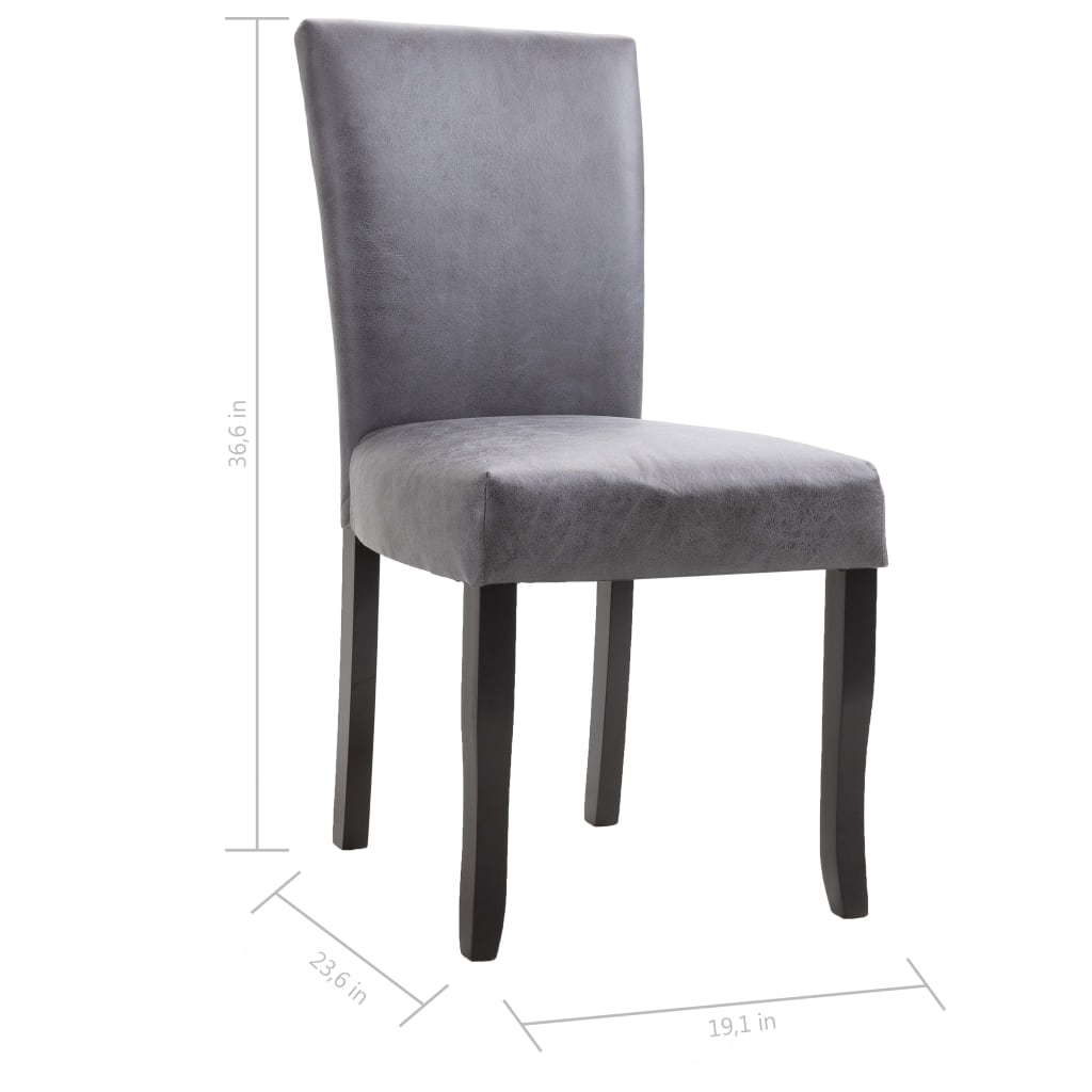 Dining Chairs 2 pcs Gray Faux Suede Leather