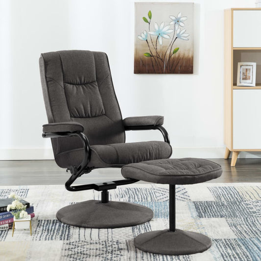 Swivel Recliner with Ottoman Dark Gray Fabric