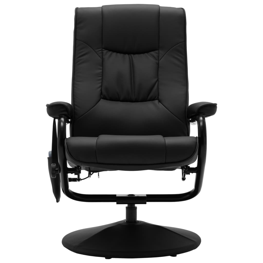 Massage Recliner with Ottoman Black Faux Leather