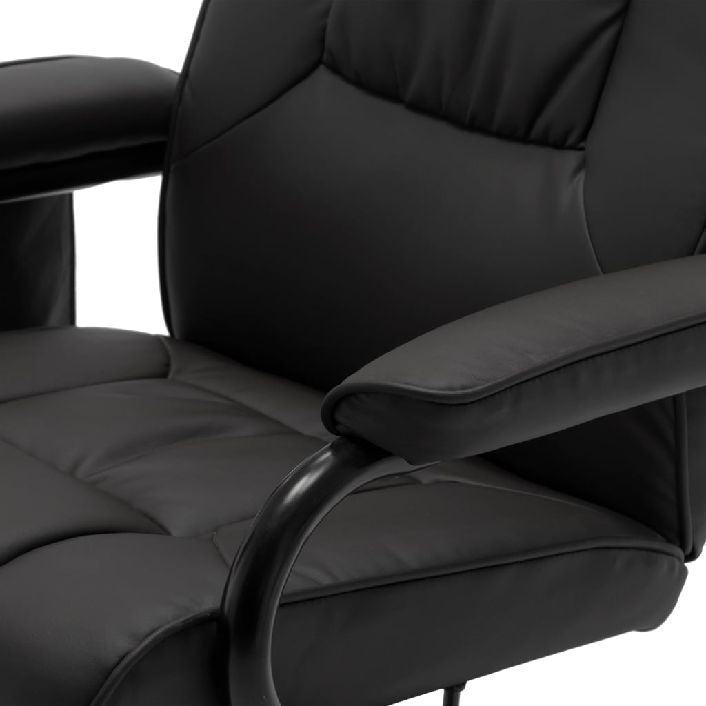 Massage Recliner with Ottoman Black Faux Leather