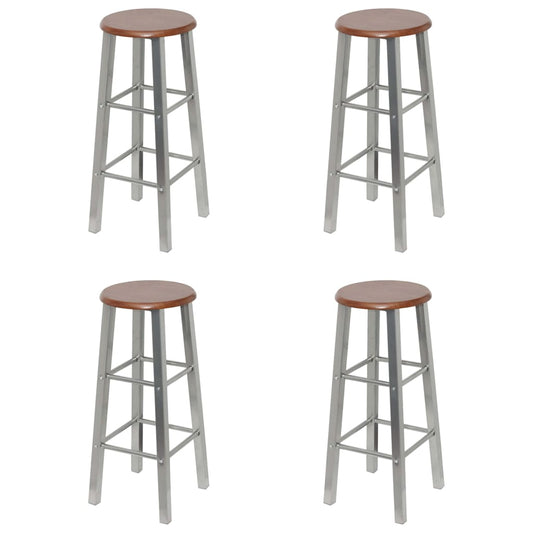 bar-stools-4-pcs-silver-and-brown-mdf At Willow and Wine USA!