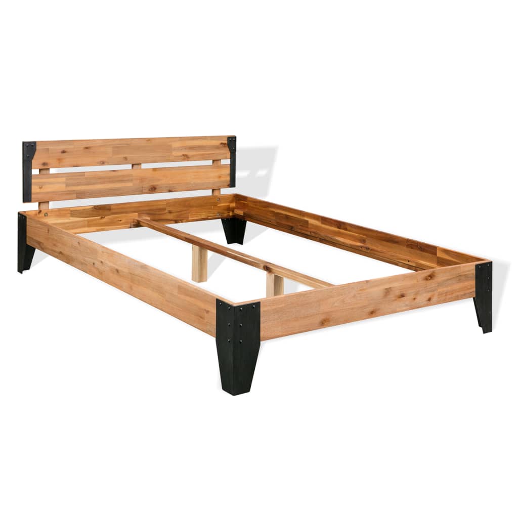 bed-frame-with-2-nightstands-solid-acacia-wood-steel-59-8-x79-9 At Willow and Wine USA!