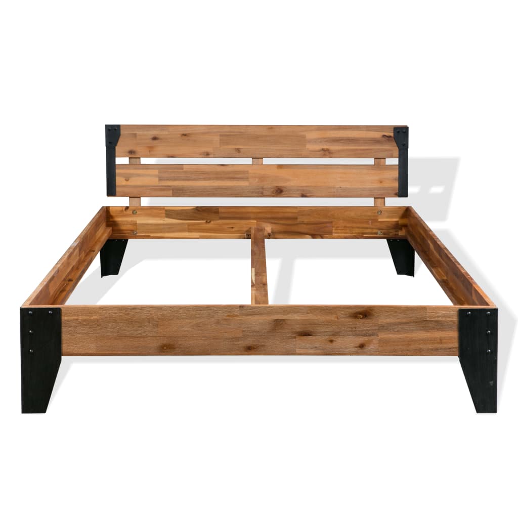 bed-frame-with-2-nightstands-solid-acacia-wood-steel-59-8-x79-9 At Willow and Wine USA!