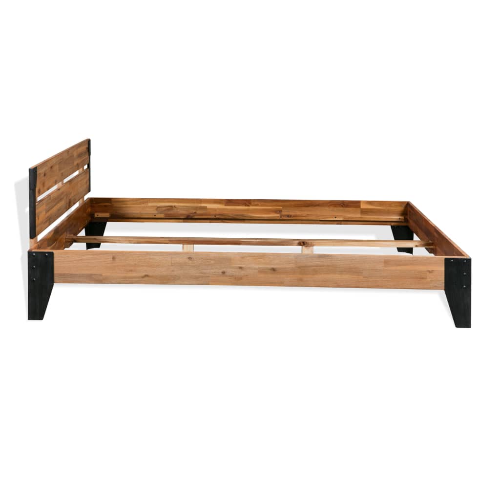 bed-frame-with-2-nightstands-solid-acacia-wood-steel-59-8-x79-9 At Willow and Wine USA!