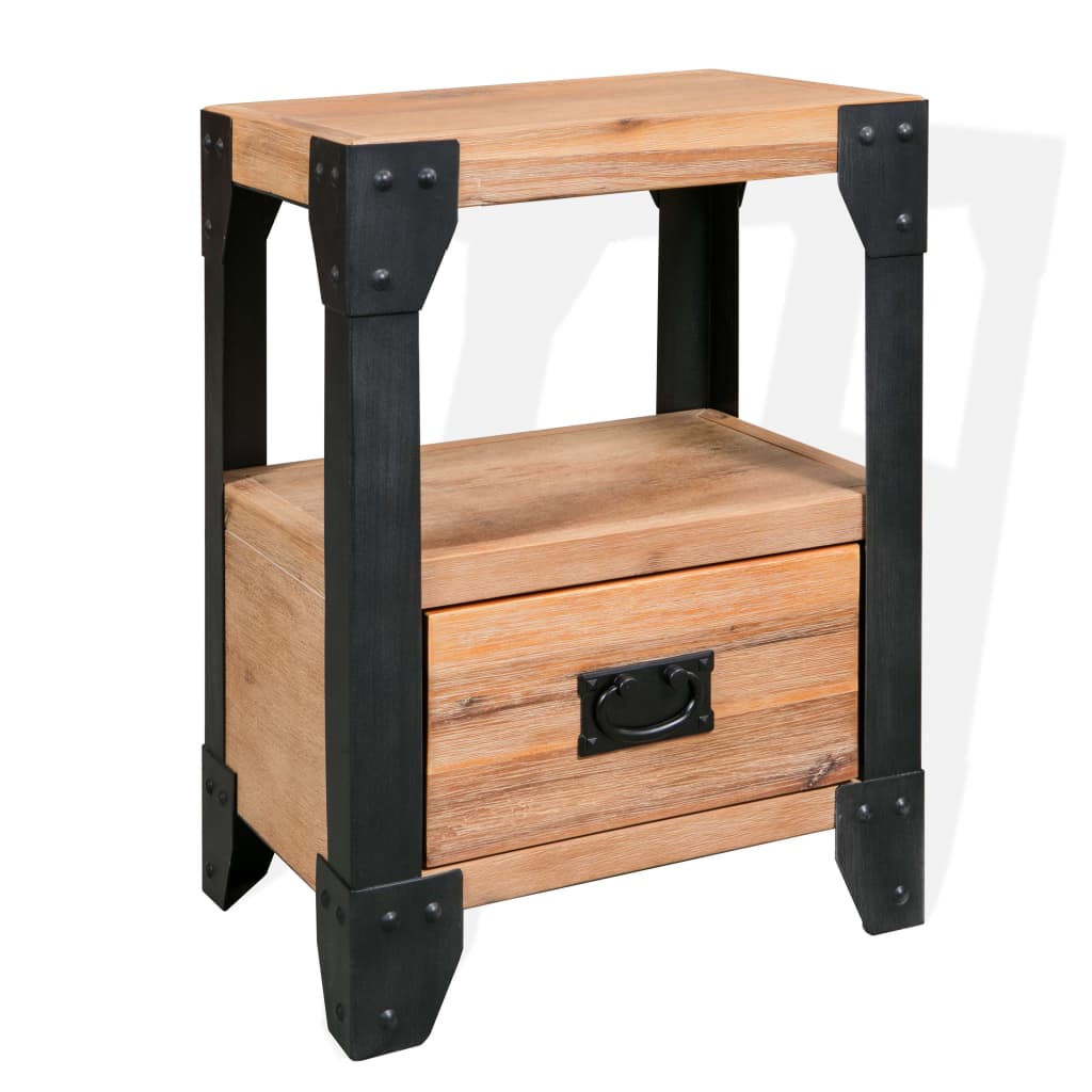 bed-frame-with-2-nightstands-solid-acacia-wood-steel-59-8-x79-9 At Willow and Wine USA!