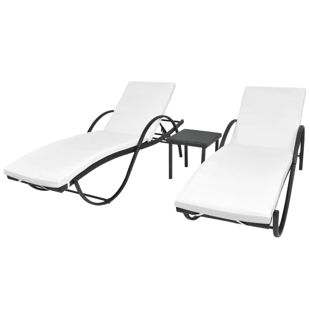 sun-loungers-2-pcs-with-table-poly-rattan-black At Willow and Wine USA!