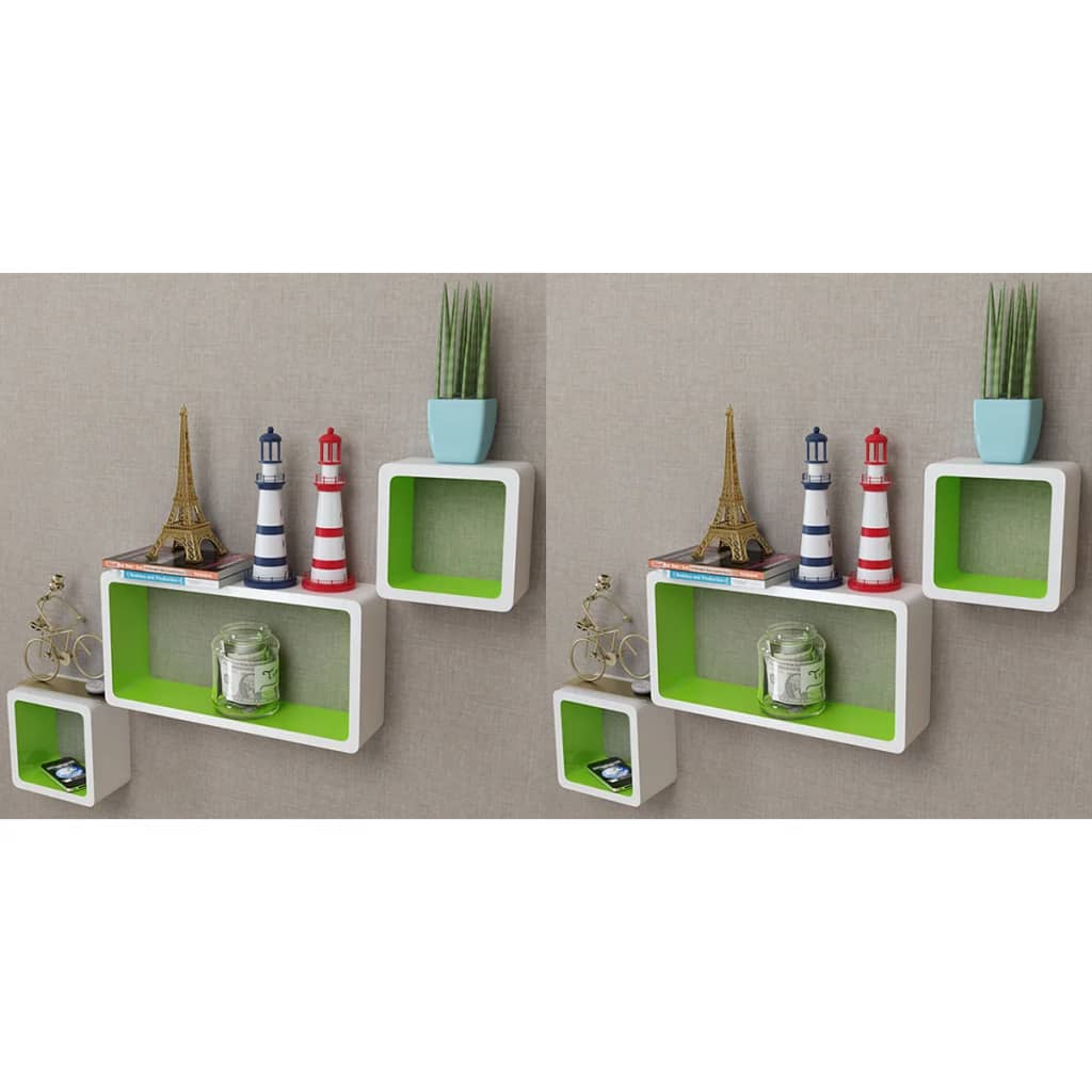 wall-cube-shelves-6-pcs-white-and-green-910787 At Willow and Wine USA!