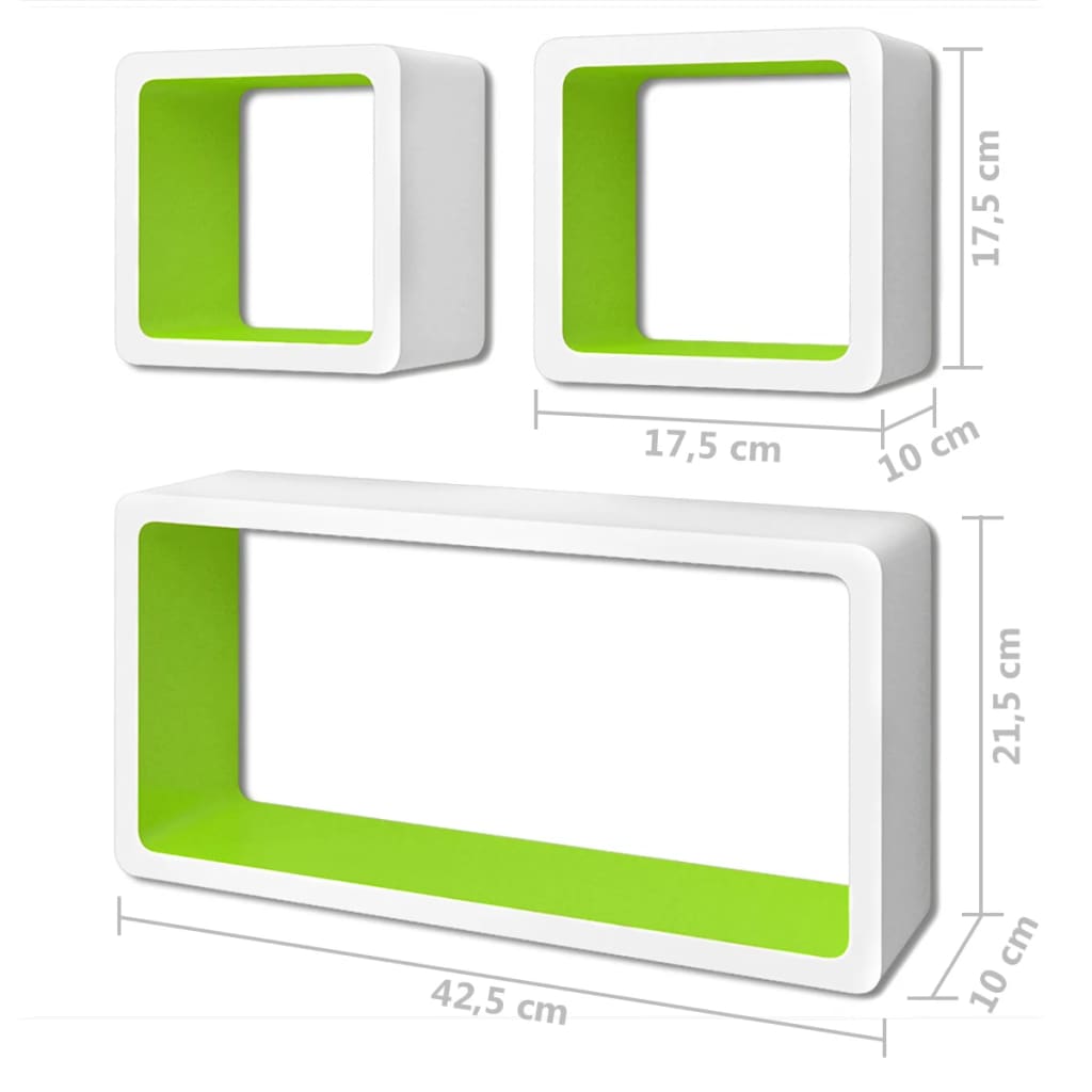 wall-cube-shelves-6-pcs-white-and-green-910787 At Willow and Wine USA!