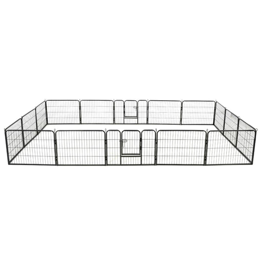 dog-playpen-16-panels-steel-31-5-x23-6-black At Willow and Wine USA!