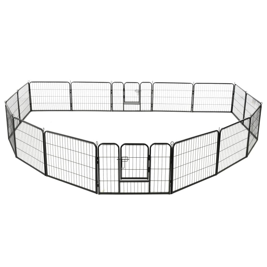 dog-playpen-16-panels-steel-31-5-x23-6-black At Willow and Wine USA!