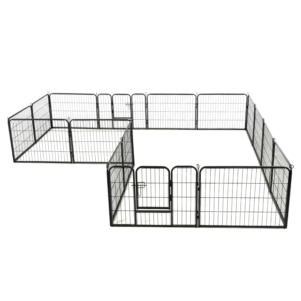 dog-playpen-16-panels-steel-31-5-x23-6-black At Willow and Wine USA!