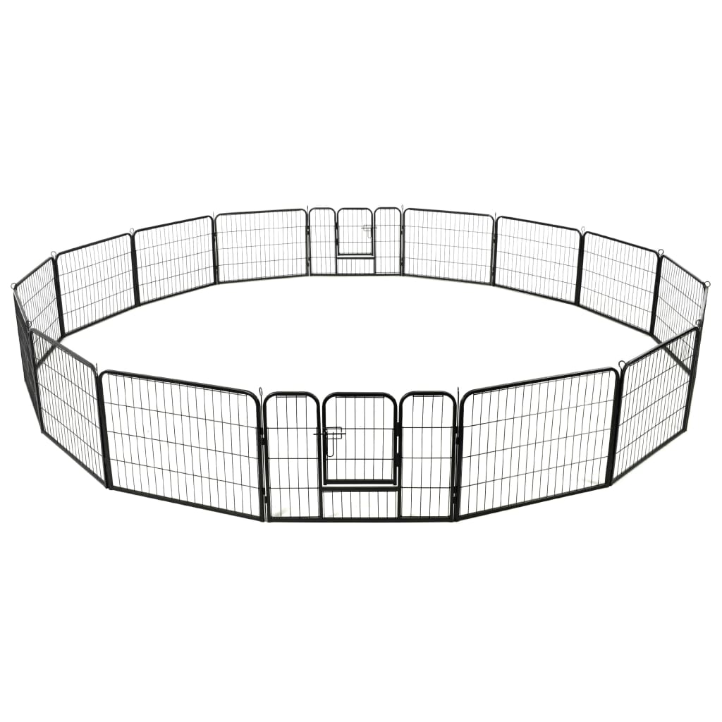 dog-playpen-16-panels-steel-31-5-x23-6-black At Willow and Wine USA!