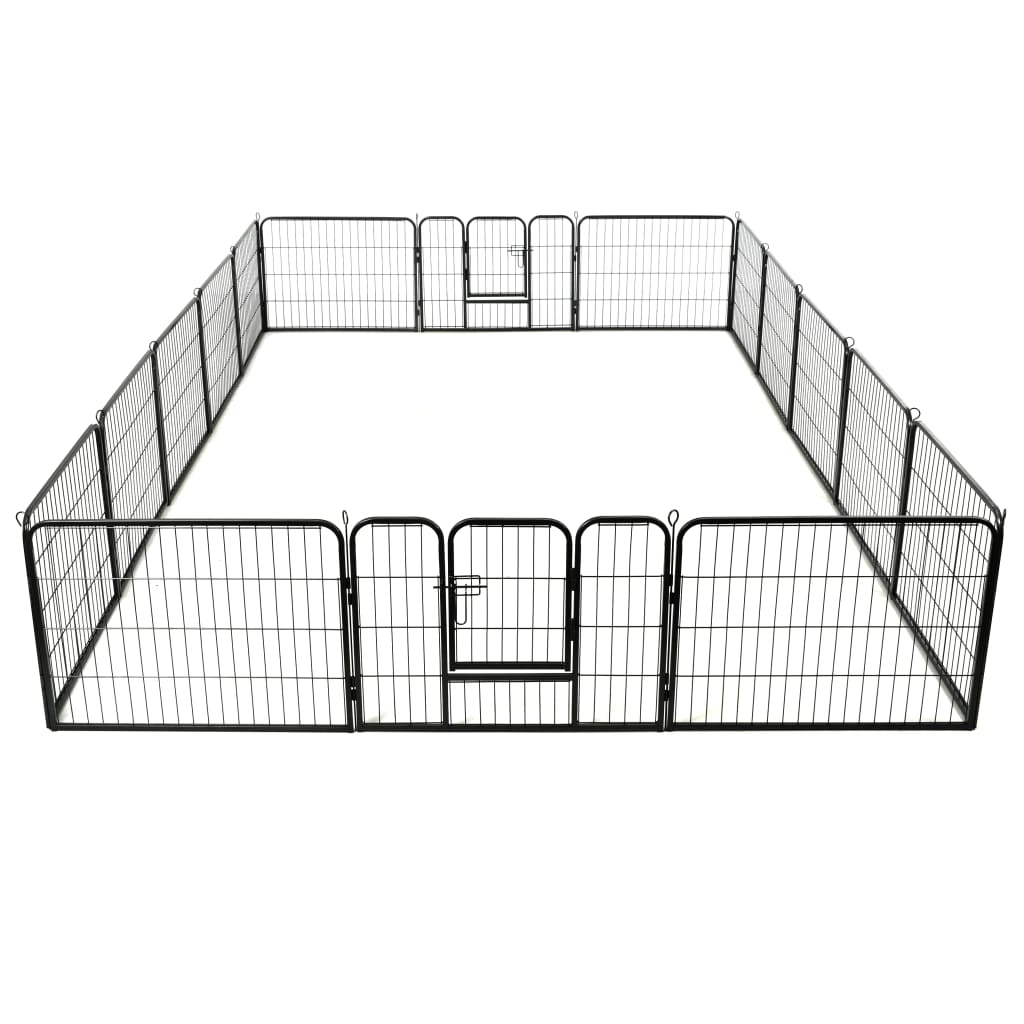 dog-playpen-16-panels-steel-31-5-x23-6-black At Willow and Wine USA!