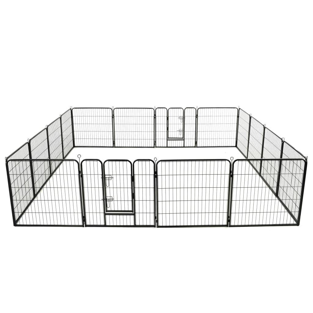 dog-playpen-16-panels-steel-31-5-x23-6-black At Willow and Wine USA!