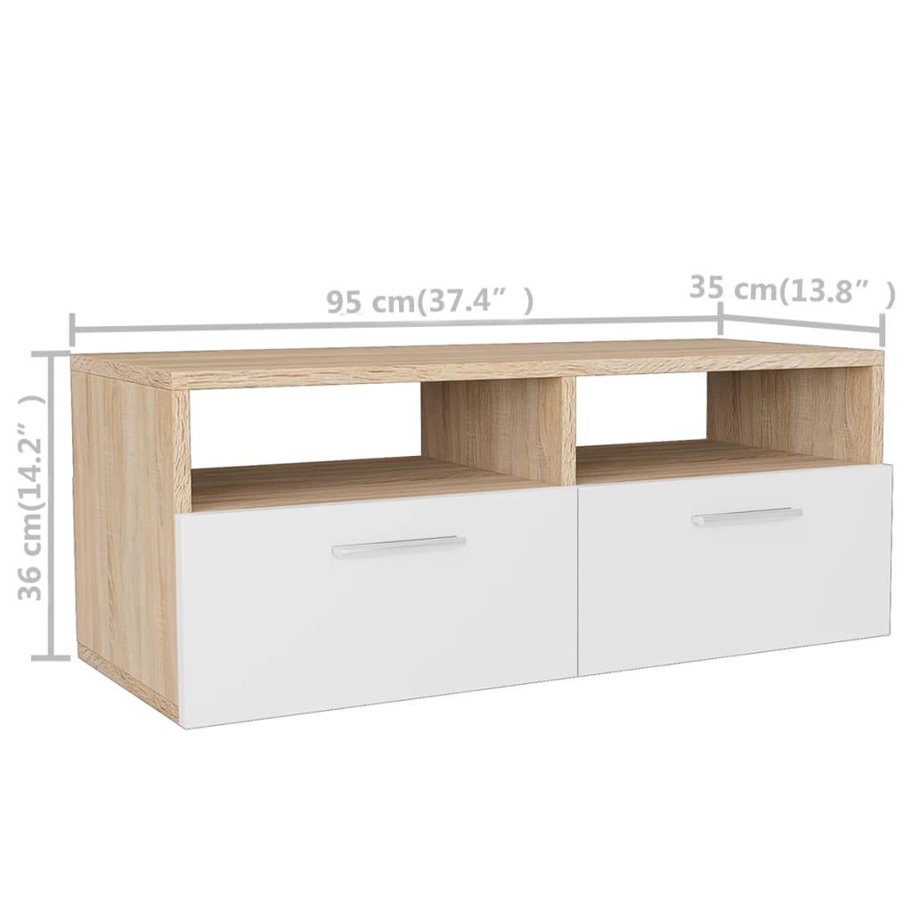 tv-stands-2-pcs-engineered-wood-37-4-x13-8-x14-2-oak-and-white At Willow and Wine USA!