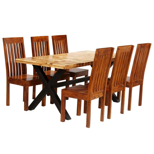 dining-table-set-7-pieces-solid-acacia-and-mango-wood At Willow and Wine USA!