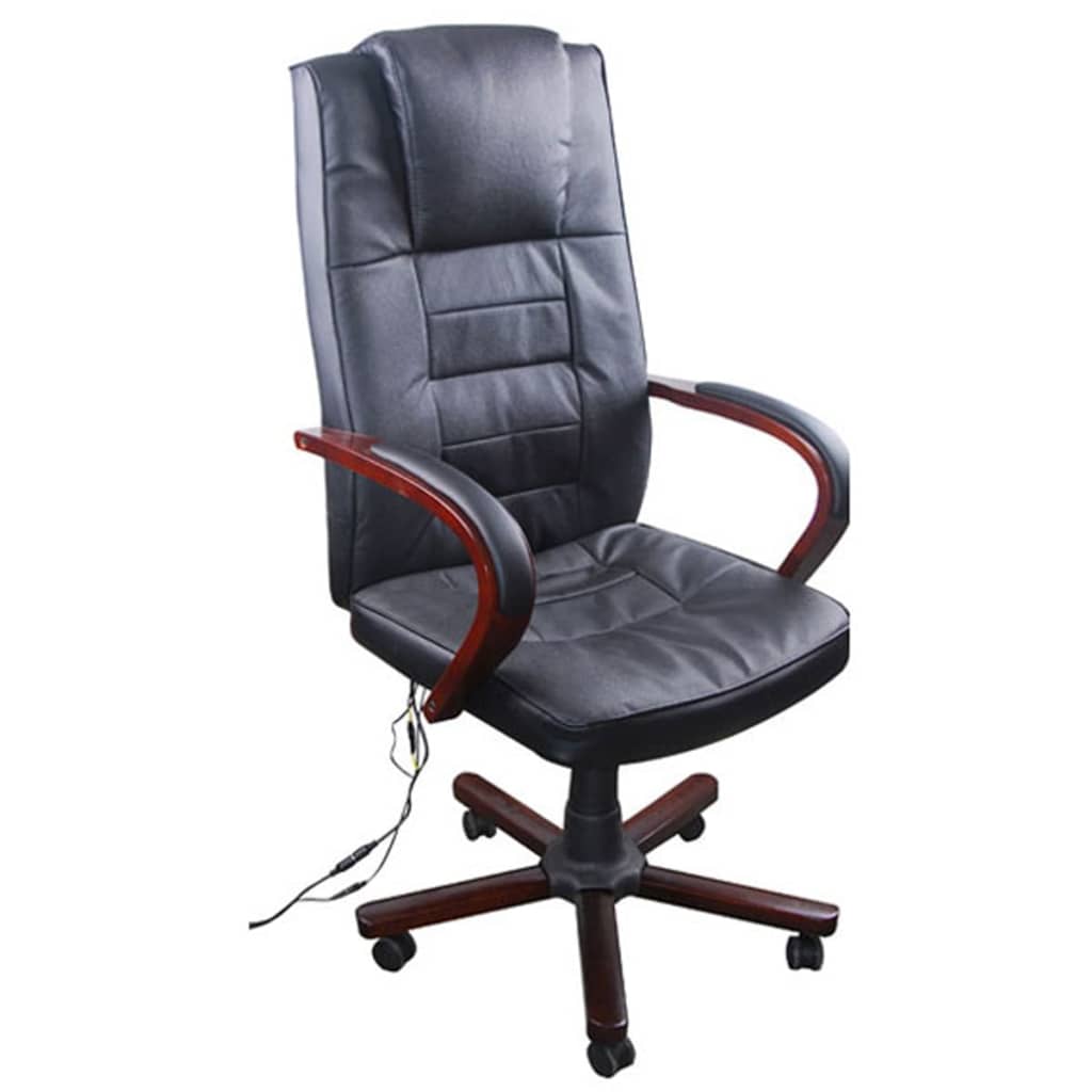 black-office-massage-chair-real-leather-height-adjustable At Willow and Wine USA!