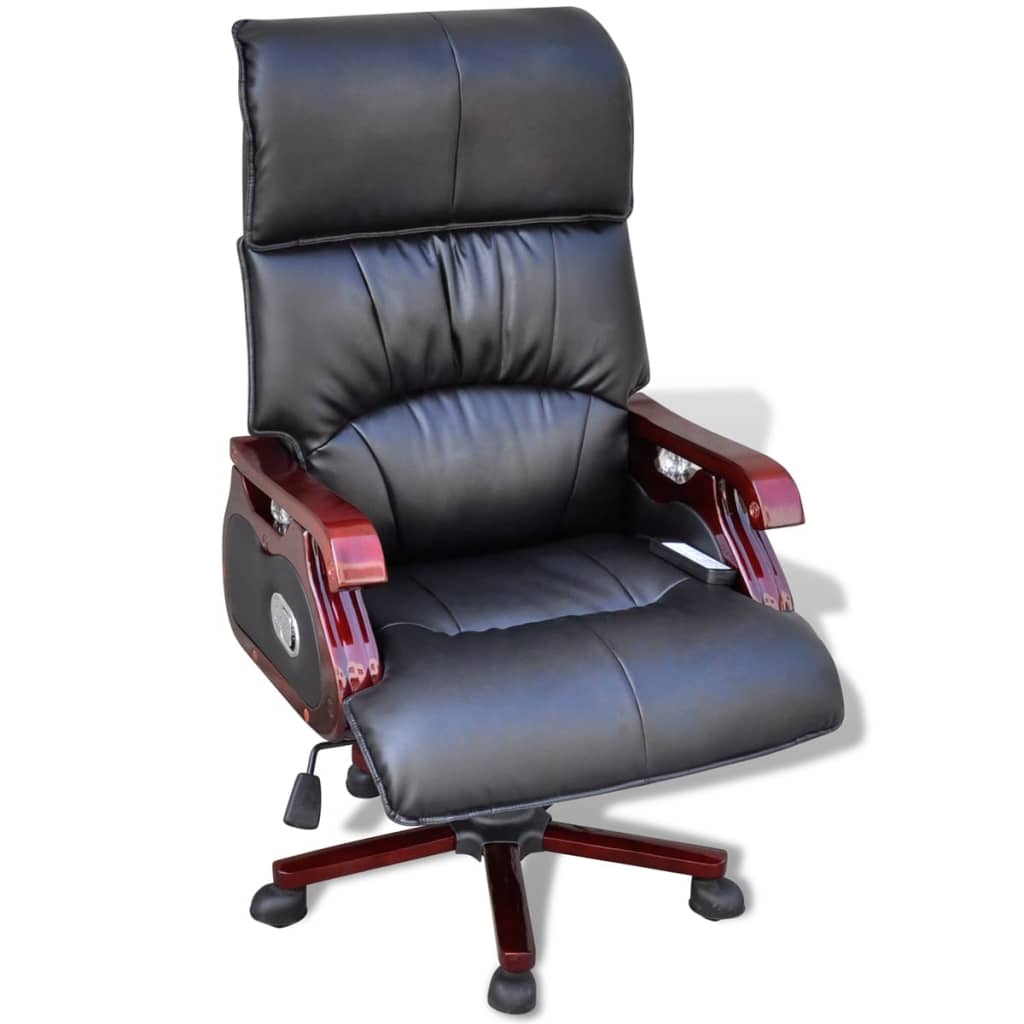 black-top-real-leather-adjustable-massage-office-chair At Willow and Wine USA!