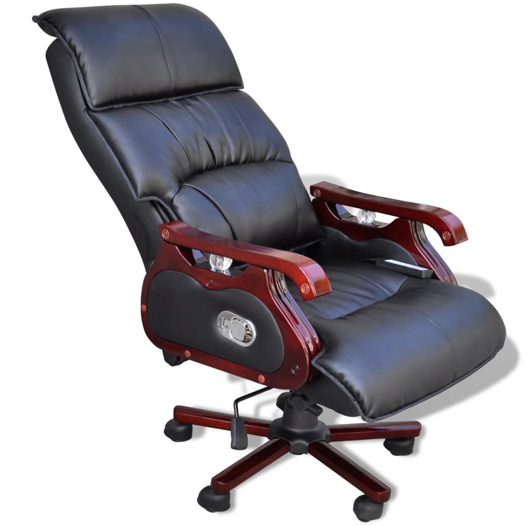 black-top-real-leather-adjustable-massage-office-chair At Willow and Wine USA!