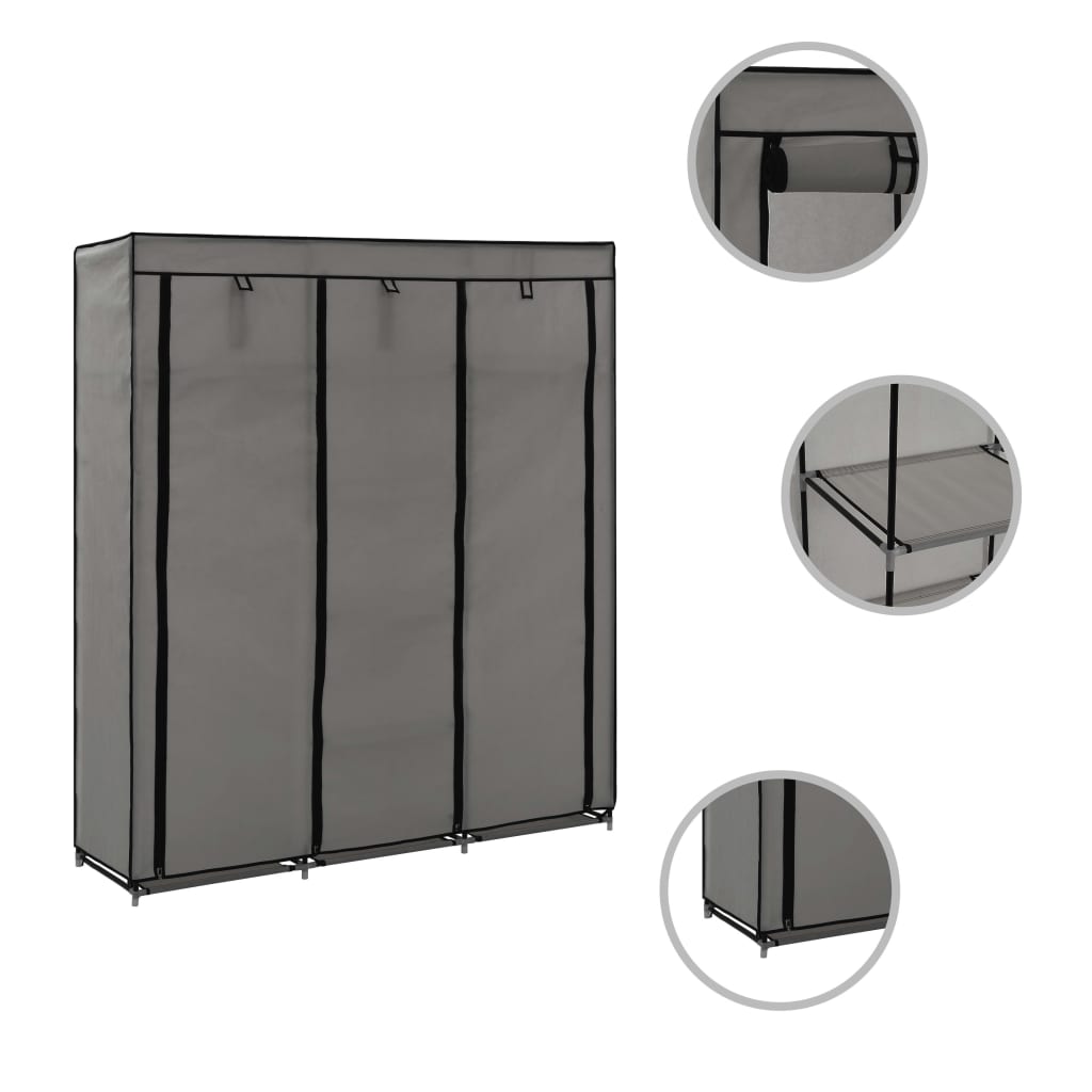 wardrobe-with-compartments-and-rods-gray-59-1-x17-7-x68-9-fabric At Willow and Wine USA!