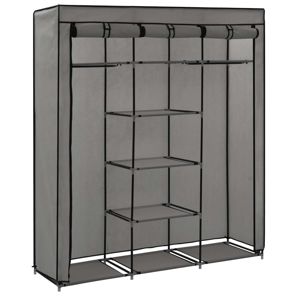 wardrobe-with-compartments-and-rods-gray-59-1-x17-7-x68-9-fabric At Willow and Wine USA!