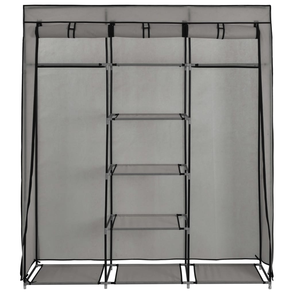 wardrobe-with-compartments-and-rods-gray-59-1-x17-7-x68-9-fabric At Willow and Wine USA!