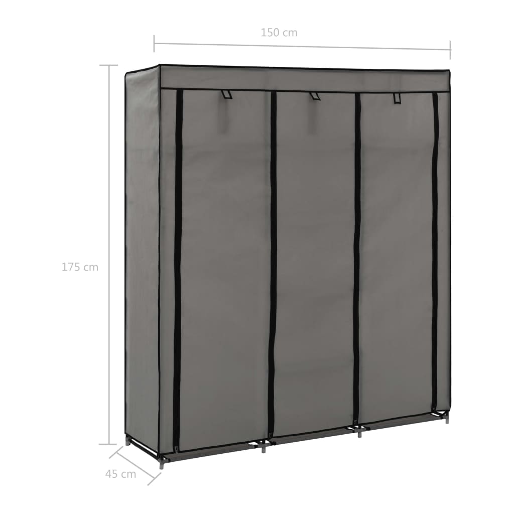 wardrobe-with-compartments-and-rods-gray-59-1-x17-7-x68-9-fabric At Willow and Wine USA!