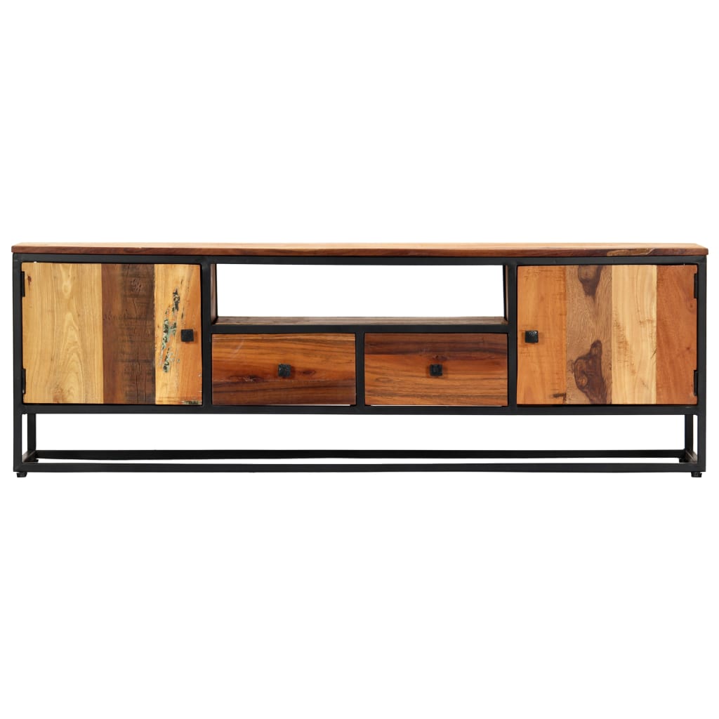 tv-stand-47-2-x11-8-x15-7-solid-wood-reclaimed-and-steel At Willow and Wine USA!