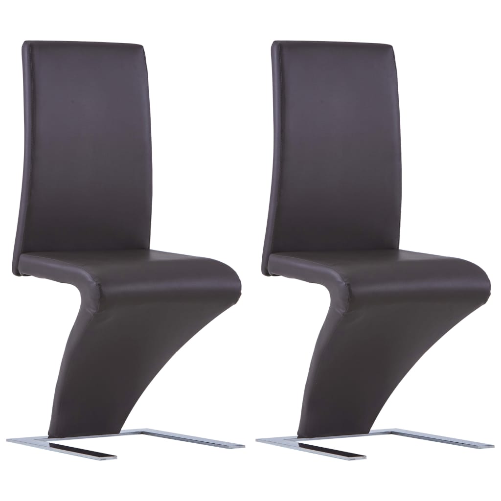 Dining Chairs with Zigzag Shape 2 pcs Cappuccino Faux Leather