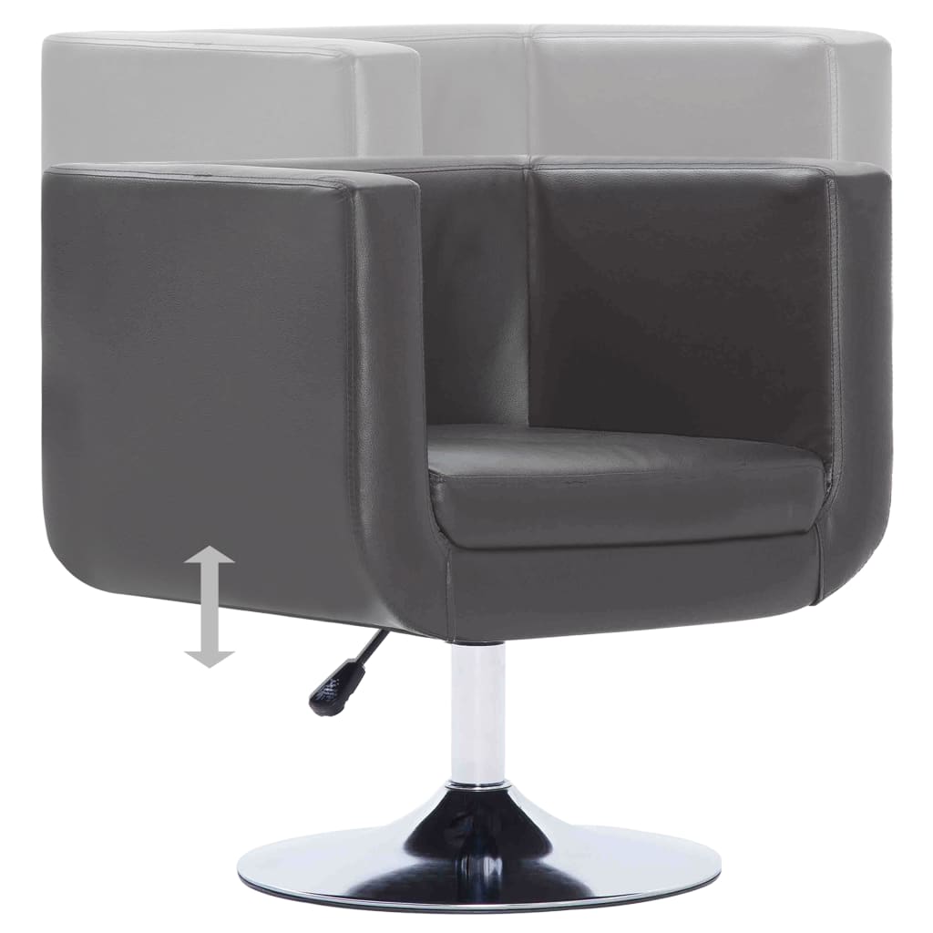 Swivel Armchair Gray Faux Leather