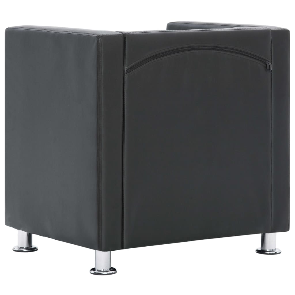 Cube Armchair Gray Faux Leather