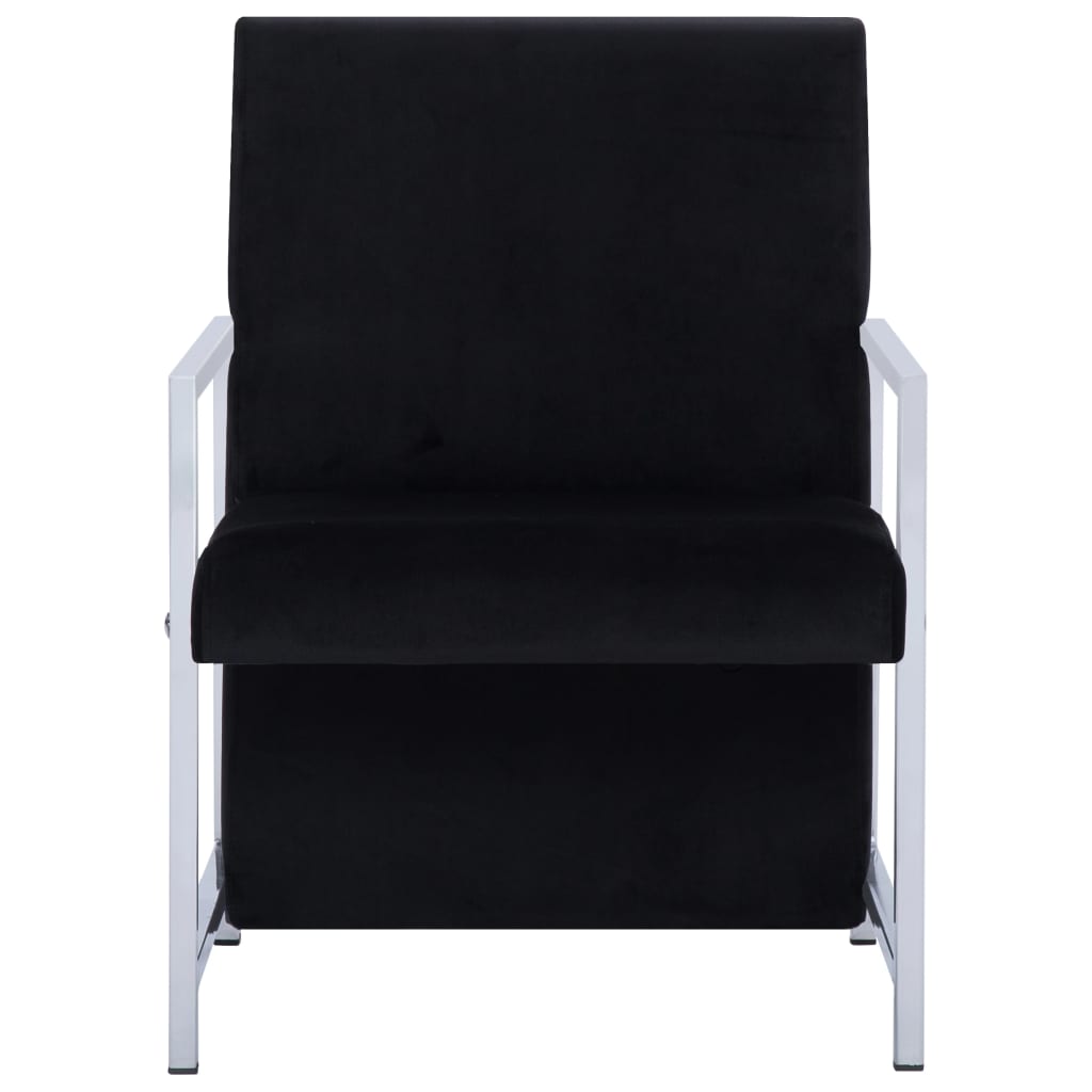 Armchair with Chrome Feet Black Velvet