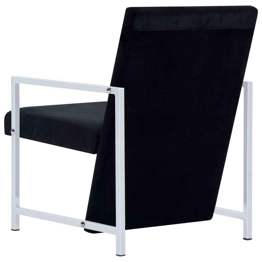 Armchair with Chrome Feet Black Velvet