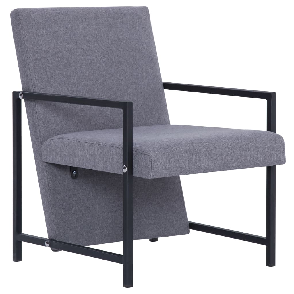 armchair-with-chrome-feet-light-gray-fabric At Willow and Wine USA!