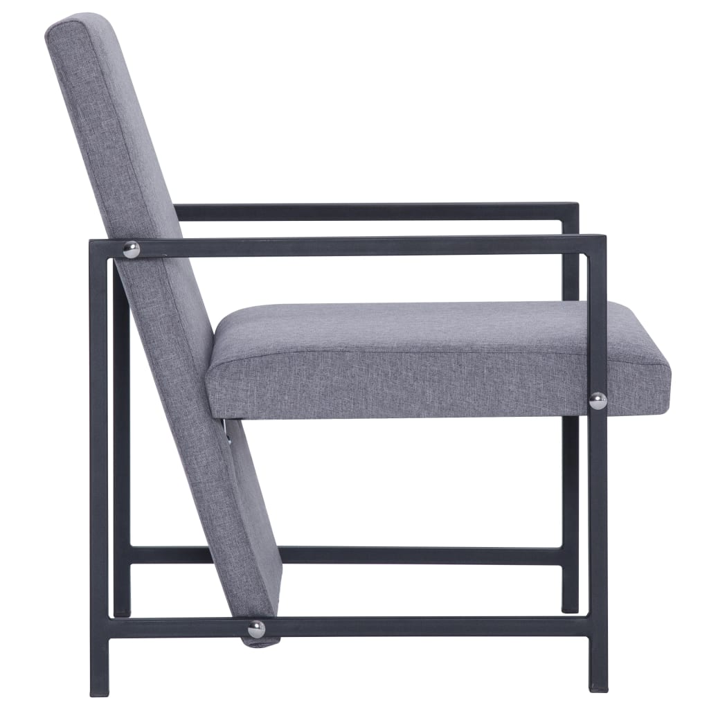 armchair-with-chrome-feet-light-gray-fabric At Willow and Wine USA!